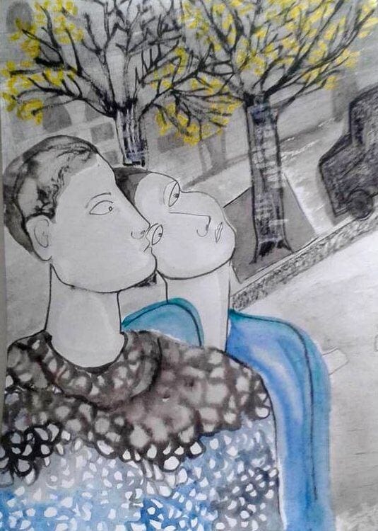 aquí ahora — donde tú estás, 2015. 42 x 29,5 cm.