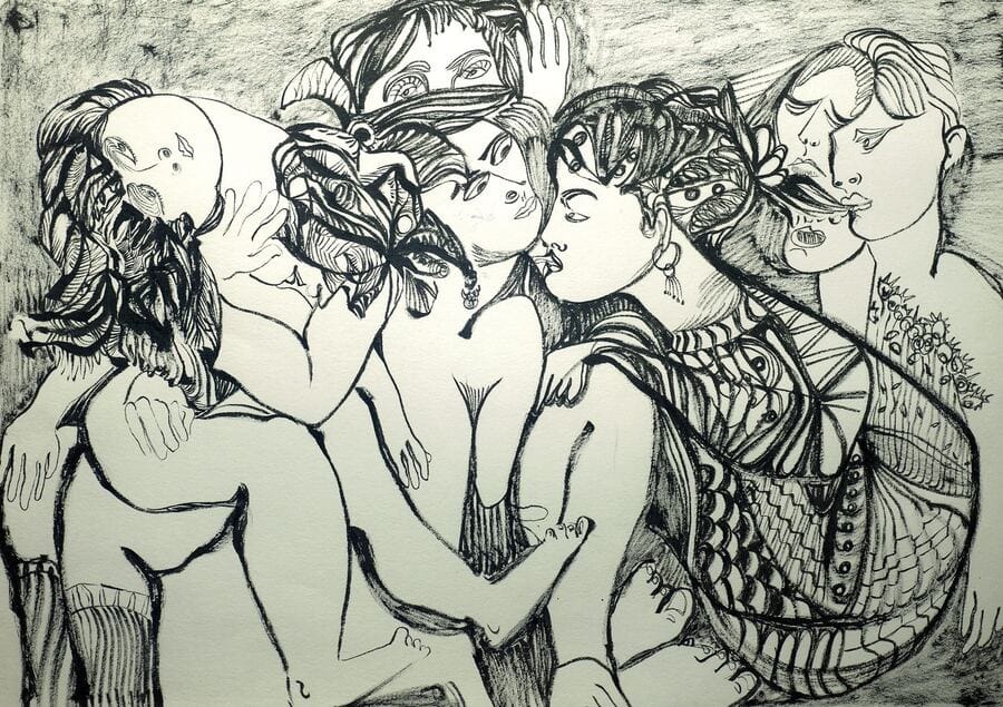 bajo el hechizo — orgía, 2013, 32,5 x 44 cm.