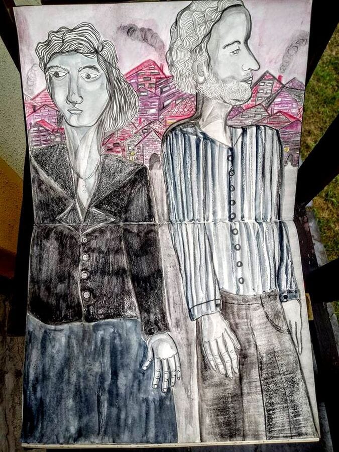 cuaderno negro de alucinaciones — recién llegados. 71 x 55 cm.